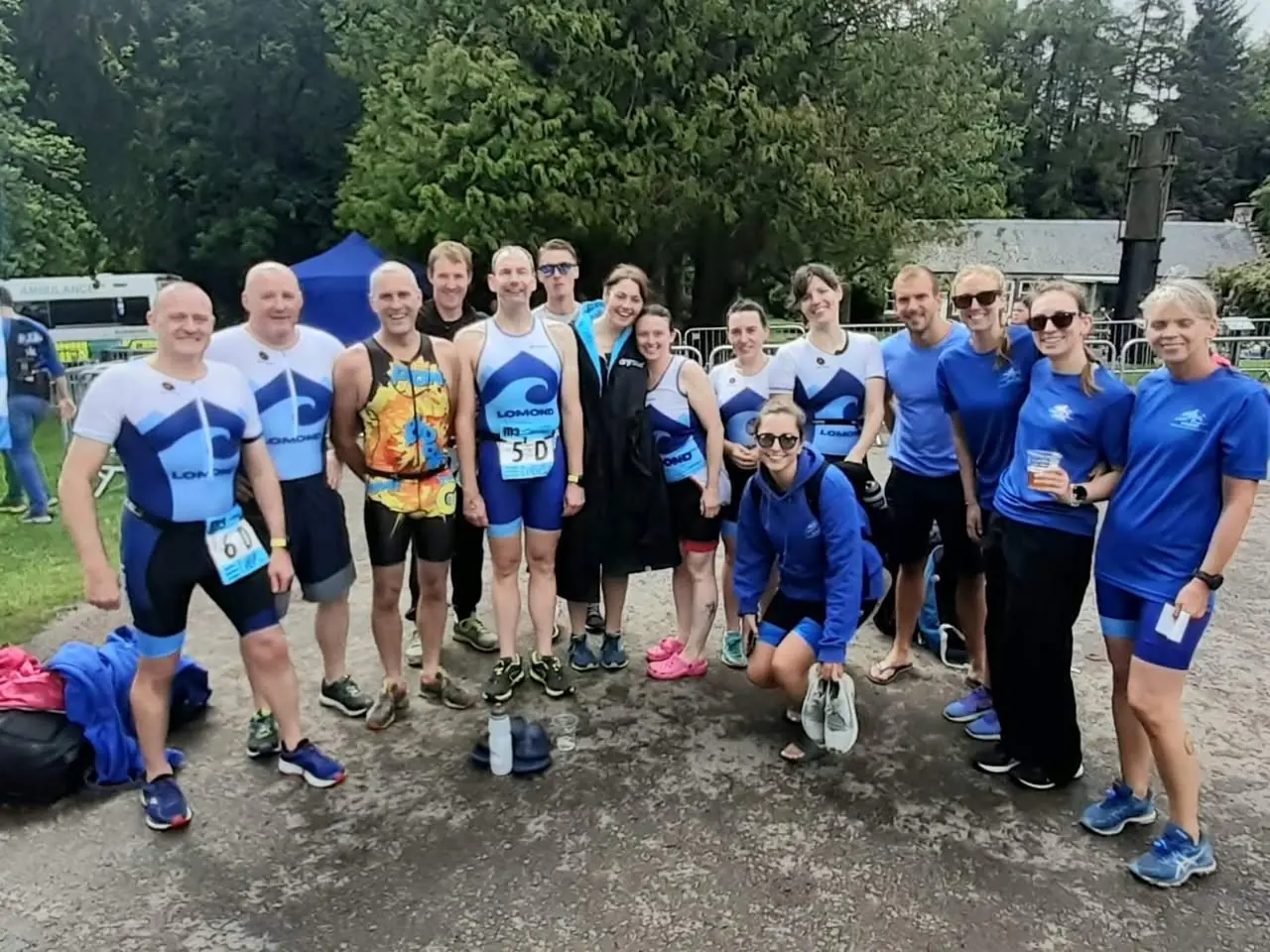 Lomond members gathered together after a triathlon